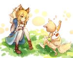  animal animal_ears blonde_hair green_eyes monster_hunter scarlet_(studioscr) 