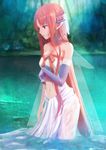  asuna_(sword_art_online) cleavage pointy_ears see_through sword_art_online wet wet_clothes xi_chen_chen 