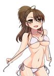  amaretto_(girls_und_panzer) bikini brown_eyes brown_hair girls_und_panzer highres long_hair ponytail solo standing swimsuit tokihama_jirou untied untied_bikini 