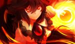  angry black_hair bow breasts closed_mouth downscaled energy fire fireball glowing glowing_eyes hair_bow long_hair md5_mismatch medium_breasts red_eyes reiuji_utsuho resized solo third_eye touhou uchisukui very_long_hair 
