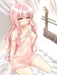  :o bed_sheet blush curtains hand_on_own_chest harino646 lingerie long_hair looking_at_viewer louise_francoise_le_blanc_de_la_valliere negligee open_mouth pink_eyes pink_hair see-through sitting solo strap_slip underwear v-shaped_eyebrows wariza wavy_mouth window zero_no_tsukaima 