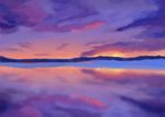  gazing_eye highres no_humans outdoors purple_sky reflection sky sunlight sunset to_aru_majutsu_no_index water 