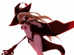  between_breasts blonde_hair bloody_moon breasts cape glowing glowing_eye medium_breasts othinus polearm solo to_aru_majutsu_no_index to_aru_majutsu_no_index:_new_testament weapon white_background 