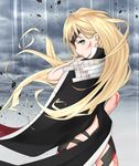  blonde_hair blood blood_on_face cape debris long_hair looking_at_viewer looking_back othinus shin_(highest1192) solo to_aru_majutsu_no_index to_aru_majutsu_no_index:_new_testament 