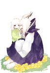  asriel_dreemurr bad_id bad_tumblr_id comforting crying dual_persona fangs flower green_eyes heart highres horns hug koyashaka monster_boy multiple_boys multiple_persona open_mouth red_eyes shirt spoilers striped striped_shirt tears time_paradox undertale 