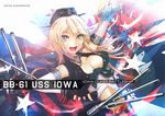  blonde_hair blush breasts character_name cleavage highres iowa_(kantai_collection) kantai_collection keitel_von_birsk large_breasts long_hair open_mouth smile solo star star-shaped_pupils symbol-shaped_pupils 