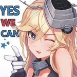  ;) ;p avatar_icon bare_shoulders black_vest blonde_hair blue_eyes blush english eyebrows eyebrows_visible_through_hair gloves hair_between_eyes head_tilt iowa_(kantai_collection) kantai_collection lemoo long_hair looking_at_viewer lowres one_eye_closed pointing pointing_at_viewer simple_background smile solo star star-shaped_pupils symbol-shaped_pupils tongue tongue_out tsurime upper_body vest white_background white_gloves yes_we_can 