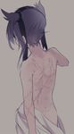  back bad_id bad_twitter_id bare_back black_hair cis_(carcharias) commentary_request from_behind hairband hatsuzuki_(kantai_collection) kantai_collection looking_back scar solo upper_body 