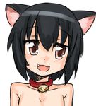  animal_ears bell bell_collar black_hair blush collar dog_days dog_ears fang noir_vinocacao open_mouth rori_(4chan) short_hair simple_background solo source_request upper_body white_background 