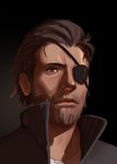  1boy beard brown_eyes brown_hair eyepatch facial_hair high_collar highres john_doe male_focus metal_gear_(series) metal_gear_solid real_life self-portrait short_hair solo 