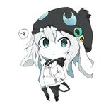  adapted_costume badge beanie blue_eyes boots button_badge byako_(srktn) chibi commentary_request contemporary hands_in_pockets hat hood hoodie kantai_collection looking_at_viewer monochrome shinkaisei-kan solo speech_bubble suspenders wavy_hair white_hair white_skin wo-class_aircraft_carrier 