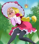  &gt;_&lt; black_legwear blonde_hair blush braid bug closed_eyes emily_(mahou_girls_precure!) glasses haruyama_kazunori hat long_hair magic_school_uniform mahou_girls_precure! open_mouth pantyhose precure scared solo spider witch_hat 