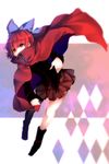  bow cape hair_between_eyes hair_bow highres kazetto long_sleeves red_eyes red_hair sekibanki shirt skirt solo touhou 