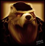  2019 angry anthro beard black_nose digital_media_(artwork) facial_hair fur high-bear male mammal old photorealism polar_bear simple_background smoking solo ursid ursine white_fur 