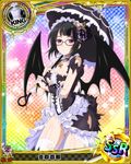  apron artist_request black_hair black_umbrella bug butterfly butterfly_hair_ornament card_(medium) character_name chess_piece demon_wings frills glasses gothic_lolita hair_ornament high_school_dxd insect king_(chess) lolita_fashion maid maid_headdress official_art purple_eyes short_hair solo sona_sitri thighhighs torn_clothes trading_card umbrella wings 