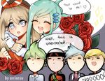  4boys :d :o =_= ^_^ ^o^ artist_name bad_id bad_tumblr_id blush closed_eyes comic commentary english flower hair_ribbon hairband haruka_(pokemon) hat headband kazura_(pokemon) lucia_(pokemon) mitsuru_(pokemon) multiple_boys multiple_girls open_mouth pokemon pokemon_(game) pokemon_oras red_flower red_ribbon red_rose ribbon rose shaded_face smile tsuwabuki_daigo upper_body wancharm yuri yuuki_(pokemon) 