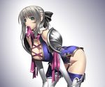  1girl breasts cassandra_alexandra cleavage clevage female gradient gradient_background kansuke large_breasts leaning_forward silver_hair solo soul_calibur 