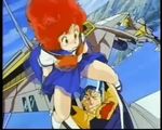  80s animated animated_gif magami_eiko project_a-ko red_hair school_uniform serafuku skirt_lift upskirt wind_lift 
