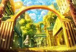  bou_nin catgirl city clouds grass group original scenic tree yellow 