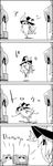  arms_up bow bucket cirno comic commentary_request greyscale hair_bobbles hair_bow hair_ornament hat hat_bow highres ice ice_wings in_bucket in_container kirisame_marisa kisume monochrome no_humans smile spinning tani_takeshi touhou translated twintails wings witch_hat wooden_bucket yukkuri_shiteitte_ne 