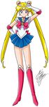  arm_up bishoujo_senshi_sailor_moon blonde_hair blue_eyes blue_sailor_collar blue_skirt boots bow brooch choker double_bun earrings elbow_gloves full_body gloves hair_ornament hairpin hand_on_hip jewelry knee_boots long_hair magical_girl marco_albiero pleated_skirt red_bow red_choker red_footwear sailor_collar sailor_moon sailor_senshi_uniform signature skirt smile solo standing tiara tsukino_usagi twintails v white_background white_gloves 