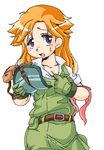  belt doris_wave female giant_gorg gloves hat headset hot long_hair maman orange_hair simple_background solo visor_cap white_background 