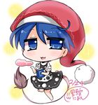  :3 ahoge barefoot blob blue_eyes blue_hair book chibi commentary_request doremy_sweet dream_soul dress hat nightcap noai_nioshi pom_pom_(clothes) short_sleeves solo sparkle tail tapir_tail touhou 
