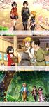  2girls 4boys annie_leonhardt armin_arlert blonde_hair blue_eyes child eren_yeager forest indoors mikasa_ackerman moxue_qianxi multiple_boys multiple_girls nature outdoors sakura shingeki_no_kyojin short_hair 