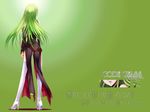  back boots c.c. code_geass detached_sleeves green_hair highres long_hair no_panties solo thigh_boots thighhighs wallpaper 