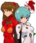  abe_jun ayanami_rei bad_id bad_pixiv_id blue_eyes blue_hair bodysuit brown_hair multiple_girls neon_genesis_evangelion plugsuit red_eyes souryuu_asuka_langley white_bodysuit 