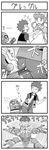  1girl 4koma ass comic croagunk failure gen_4_pokemon greyscale hat joy_(pokemon) kanchou monochrome pokemoa pokemon pokemon_(anime) pokemon_(creature) pokemon_dp_(anime) silent_comic spinning takeshi_(pokemon) translated 