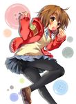  :t ass brown_eyes brown_hair bubble bubble_blowing chewing_gum hirasawa_yui jacket k-on! panties panties_under_pantyhose pantyhose pantyshot school_uniform short_hair solo thighband_pantyhose underwear yuunagi_seshina 