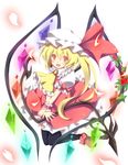 bad_id bad_pixiv_id black_legwear blonde_hair fang flandre_scarlet flower hat heart heart_wings kurono_yuzuko laevatein long_hair looking_at_viewer open_mouth pink_eyes red_eyes rose side_ponytail solo thighhighs touhou v_arms wings wrist_cuffs 