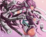  android aqua_eyes ass bad_id bad_pixiv_id elbow_gloves gloves long_hair mecha_musume original purple_hair solo sukabu thighhighs 