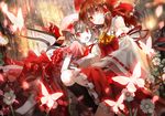  bow brown_eyes bug butterfly detached_sleeves hair_bow hakurei_reimu insect multiple_girls red_eyes remilia_scarlet short_hair silver_hair smile touhou ultimate_asuka wings 