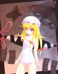  bad_id bad_pixiv_id blonde_hair bow bug butterfly eyes flat_chest gap hat insect lolikari long_hair one-piece_swimsuit parasol red_eyes school_swimsuit solo sumapan swimsuit touhou umbrella white_school_swimsuit white_swimsuit yakumo_yukari younger 
