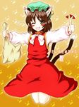  bag blush_stickers chen one_eye_closed saemon_(tonpura) solo thumbs_up touhou 