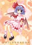  :d bad_id bad_pixiv_id bat_wings blue_hair bobby_socks fang hat marugoshi_(54burger) mary_janes mob_cap open_mouth red_eyes remilia_scarlet shoes short_hair smile socks solo touhou wings 