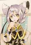  aioi_aoi animal_ears bright_pupils brown_eyes gem grey_hair jewelry long_sleeves looking_at_viewer marker_(medium) mouse_ears mouse_tail nazrin necklace open_mouth parted_lips pendant shirt short_hair skirt skirt_set solo tail touhou traditional_media vest white_pupils 