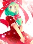  bad_id bad_pixiv_id frills green_eyes green_hair hair_ribbon kagiyama_hina matryoshka_(borscht) petals ribbon solo touhou 