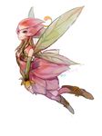  1girl bandai digimon dress fairy fairy_wings female flying kae_hokora lillymon nail_polish simple_background smile wings 