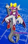  avian bandanna bird blue_eyes clothing eyelashes eyewear feathers female gloves hi_res jewelry looking_at_viewer navel necklace purple_feathers rondineviola smile solo sonic_(series) sonic_riders sunglasses swallow_(bird) tools wave_the_swallow wrench 