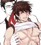  2boys abs bara blackkdogg dungeon_and_fighter fighter_(dungeon_and_fighter) male_focus multiple_boys muscle nipples pecs scar tagme tattoo yaoi 