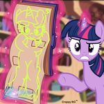  &lt;3 2014 angry book bookshelf equine female feral friendship_is_magic fur hair hi_res horn inside library looking_at_viewer magic mammal multicolored_hair my_little_pony nightmaremoons painting purple_eyes purple_fur solo twilight_sparkle_(mlp) unicorn 