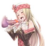  bare_shoulders blonde_hair blush breasts caress censored cleavage cum cum_in_mouth cum_on_body cum_on_tongue cum_on_upper_body cum_string diola_(granblue_fantasy) facial granblue_fantasy h_kasei heart heart_censor hetero long_hair open_mouth penis purple_skin small_breasts smile solo_focus tongue yellow_eyes 