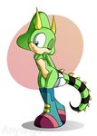 anyango emerald_the_iguana evilsugar fan_character female flat_chested green_eyes horn iguana lizard one_eye_closed reptile scalie smile solo sonic_(series) starimo thigh_boots wide_hips 