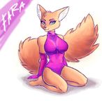  canine clothed clothing eyeshadow fara_phoenix female fennec fox gloves kneeling looking_at_viewer makeup mammal nintendo shiroiwolf smile solo star_fox tight_clothing video_games 