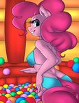  2016 anthro anthrofied atane27 ball_pit bikini blue_eyes breasts clothed clothing earth_pony equine female friendship_is_magic hair hi_res horse inside long_hair looking_at_viewer mammal my_little_pony pink_hair pinkie_pie_(mlp) pony skimpy solo swimsuit under_boob 