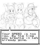  2016 anthro black_and_white breasts clefairy comic covering covering_breasts dialogue elpatrixf english_text female group hair hair_over_eye hat human male mammal monochrome navel nintendo open_mouth pok&eacute;mon pok&eacute;mon_trainer pok&eacute;morph quadriceps_(elpatrixf) reptile ro_(elpatrixf) scalie slightly_chubby text turtle video_games wartortle 