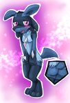  backround blush bottomless butt clothed clothing cute embarrassed female lucario nintendo pok&eacute;mon solo star video_games 